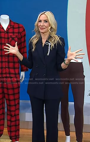 Chassie’s navy double breasted blazer and flare pants on Today