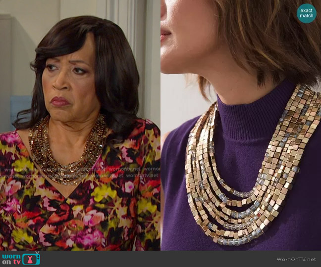 Chico's Neutral Beads Multi-Strand Necklace worn by Paulina Price (Jackée Harry) on Days of our Lives