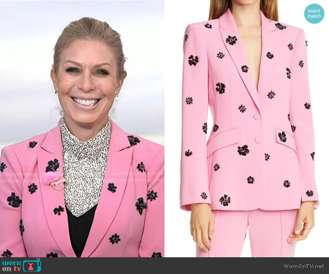 Cinq a Sept Cheyenne Crystal Flower Embellished Blazer worn by Jill Martin on Today