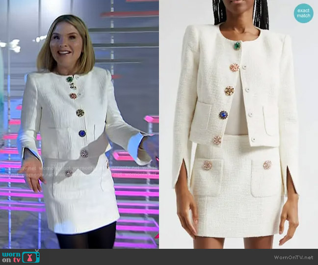 Cinq a Sept Randi Tweed Jacket worn by Jenna Bush Hager on Today