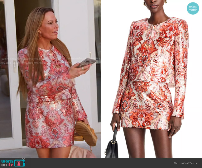 Cinq a Sept Sequin Damask Jacket worn by Britani Bateman on The Real Housewives of Salt Lake City