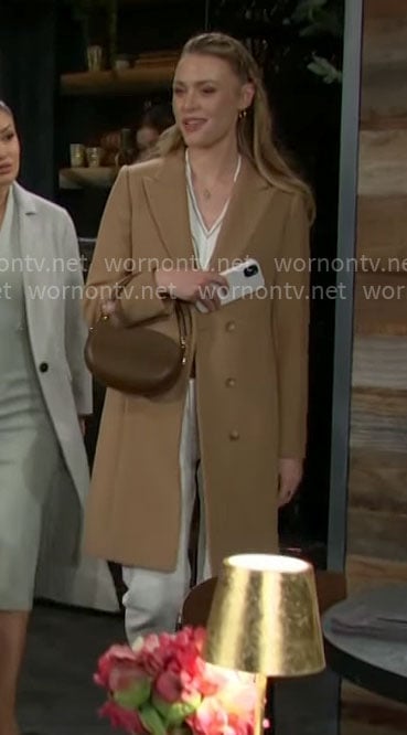 Claire’s camel coat on The Young and the Restless