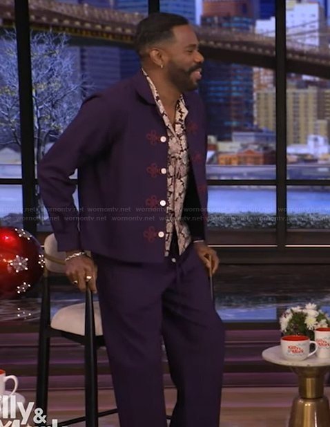 Colman Domingo’s floral shirt and jacket set on Live with Kelly and Mark