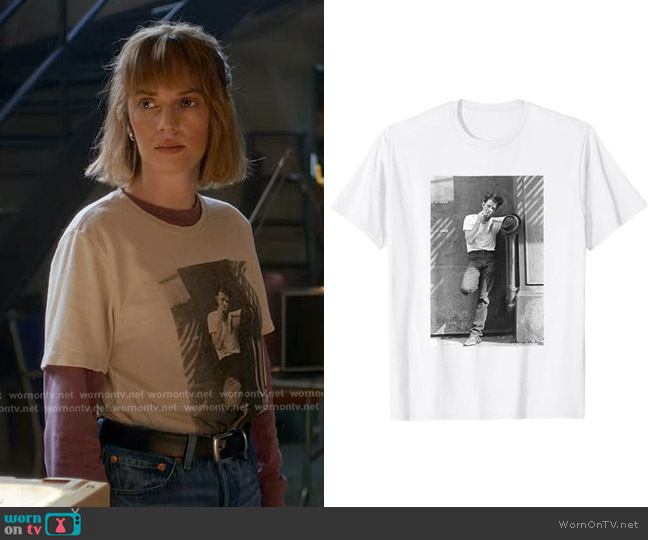 costume designer Amy Parris Vintage Tom Waits T-Shirt arranged worn by Robin Buckley (Maya Hawke) on Stranger Things