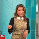 Courtney Cason’s gold jacquard dress on CBS Mornings