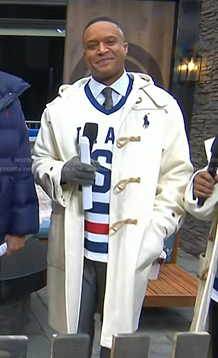 Craig’s white toggle coat on Today