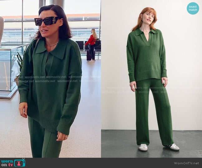 Darling Society Sterling Sweater Pant in Vine worn by Bronwyn Newport on The Real Housewives of Salt Lake City