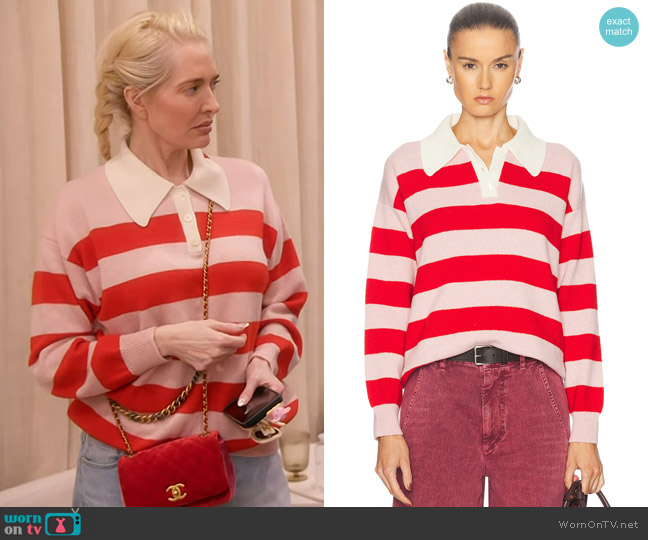 & Daughter Edith Stripe Polo Sweater worn by Erika Jayne on The Real Housewives of Beverly Hills
