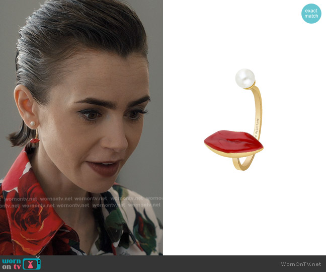 Delfina Delettrez Lips Piercing Earring worn by Emily Cooper (Lily Collins) on Emily in Paris
