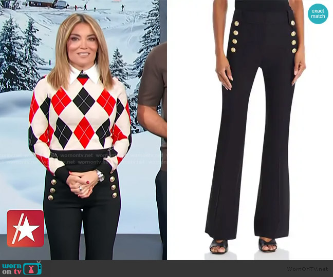 Derek Lam 10 Crosby Robertson Flare Hem Pants worn by Kit Hoover on Access Hollywood