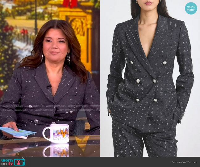 Derek Lam 10 Crosby Walter Mini Stud Double Breasted Blazer worn by Ana Navarro on The View