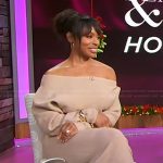 Devyn Simone’s beige knit off shoulder dress on Sherri