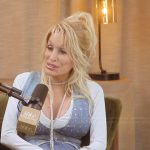 Dolly Parton’s crystal embellished denim top and pants on The Kardashians