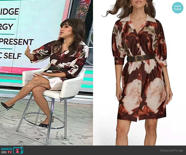 Donna Karan New York Floral Print Belted Shirtdress worn by Christine Gutierrez on Today