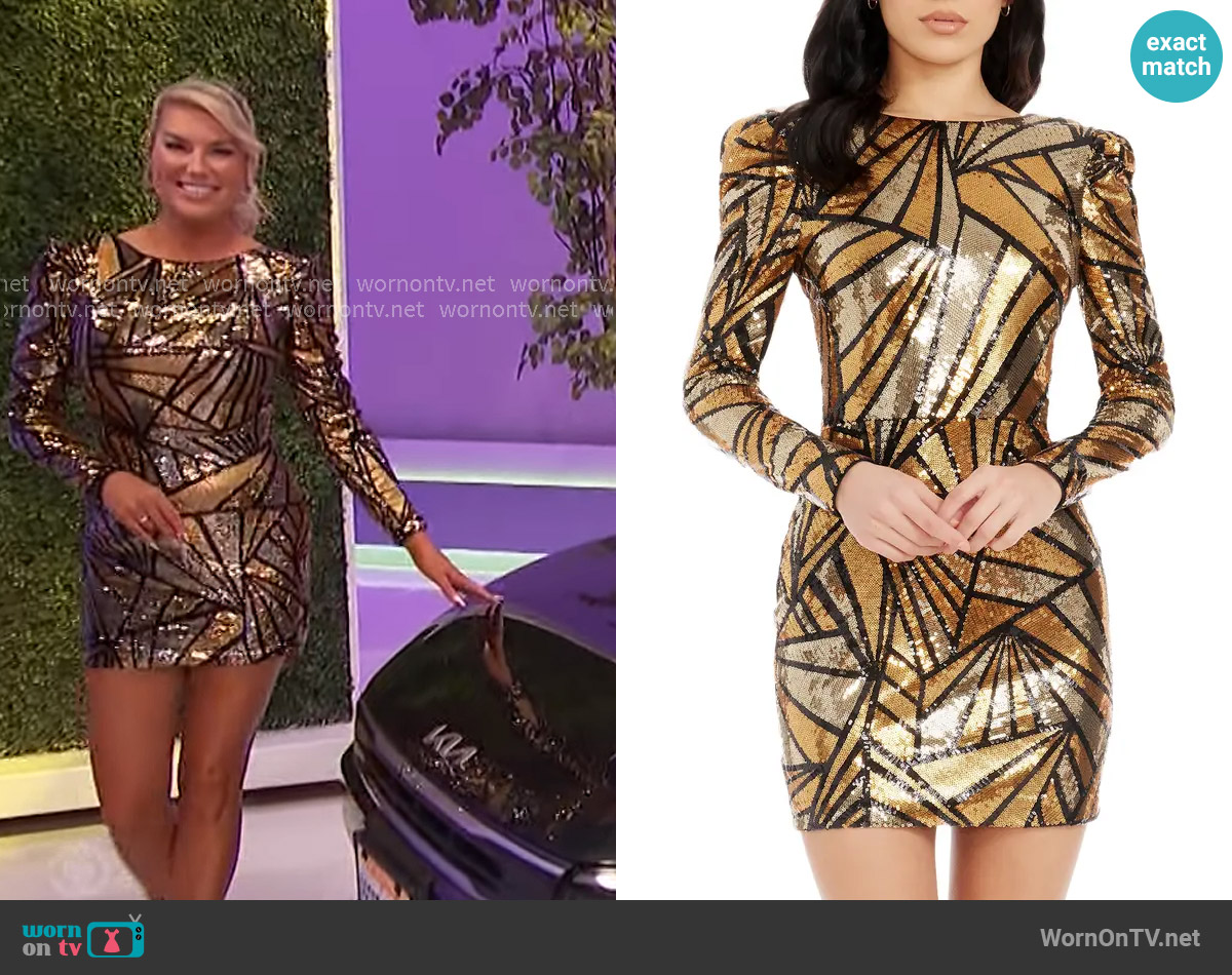 Dress the Population Hazel Geo Sequin Dress worn by Rachel Reynolds on The Price is Right