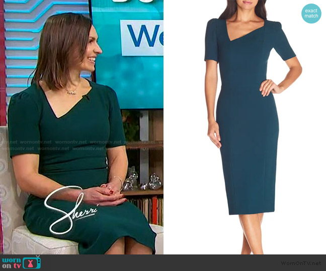 Dress The Population Ruth Asymmetrical Neck Midi Dress worn by Dr Kim Boyd on Sherri