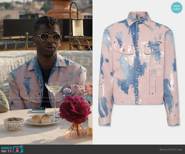 Dsquared2 Pink Latex Wash Lee Jean Jacket worn by Julien (Samuel Arnold) on Emily in Paris