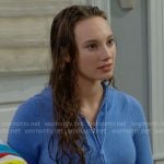 Dylan’s blue knit zip up sweater on The Bold and the Beautiful