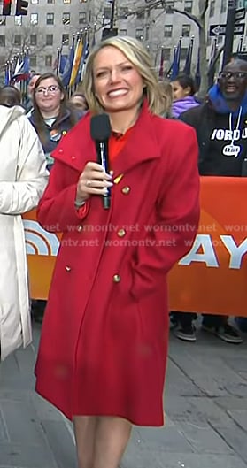 Dylan’s red double breasted coat on Today