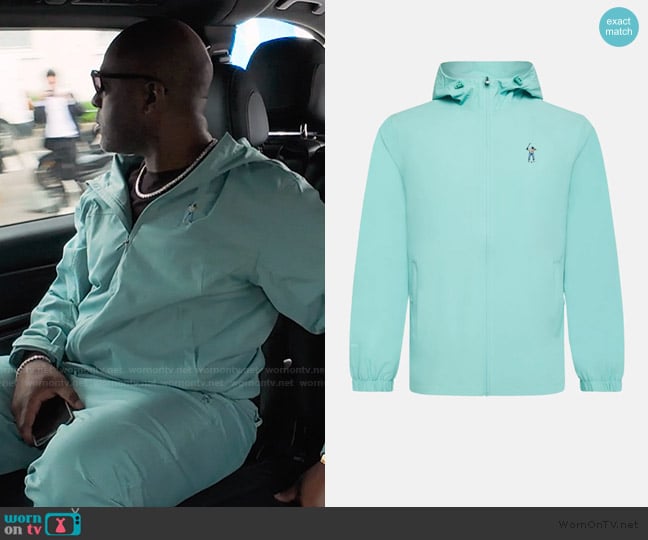 Eastside Golf Aqua Sky Shattered Swing Windbreaker Jacket worn by (Corey Gamble) on The Kardashians