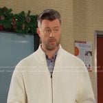 Ej’s white knit zip sweater jacket on Days of our Lives
