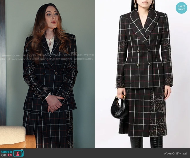 Elie Saab Check-pattern Blazer worn by Celia (Bookie Schwartz) on Alls Fair