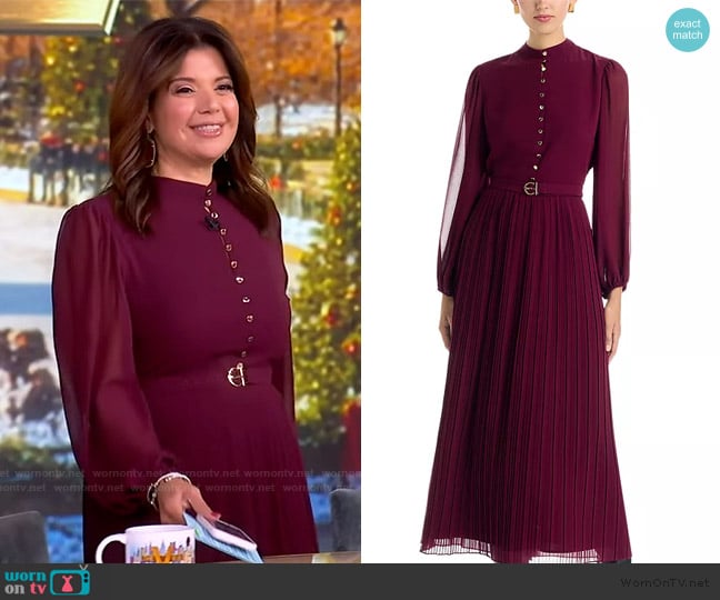Elie Tahari The Adira Belted Long Sleeve Dress worn by Ana Navarro on The View