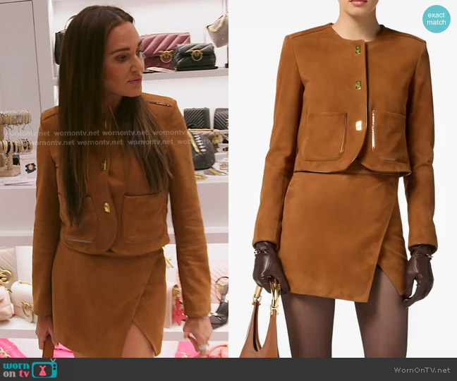 Elisabetta Franchi Patch-pocket Turn-lock Jacket worn by Meredith Marks on The Real Housewives of Salt Lake City