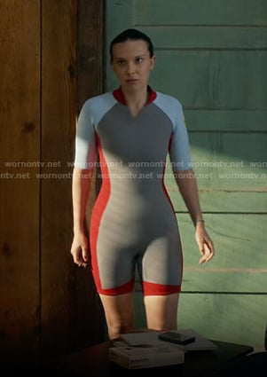 El’s grey colorblock wetsuit on The Kardashians