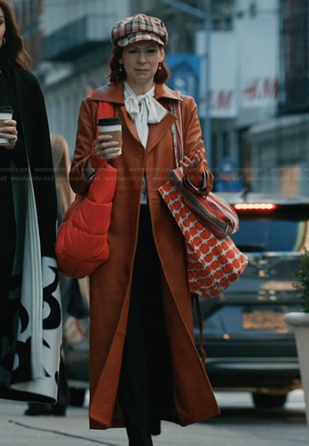 Elsbeth’s orange leather coat on Elsbeth