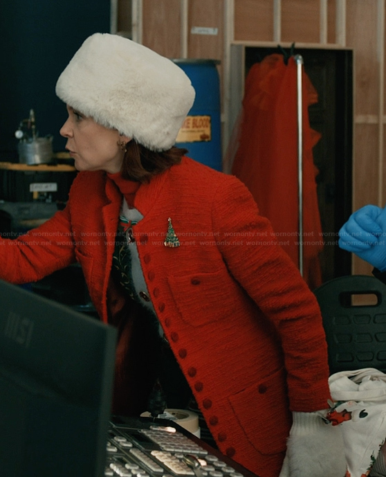 Elsbeth’s red button down coat on Elsbeth