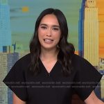 Emilie’s black short sleeve top on NBC News Daily