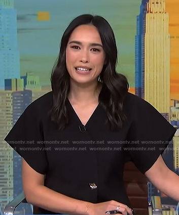 Emilie’s black short sleeve top on NBC News Daily