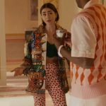 Emily’s printed jacket and pants on Emily in Paris