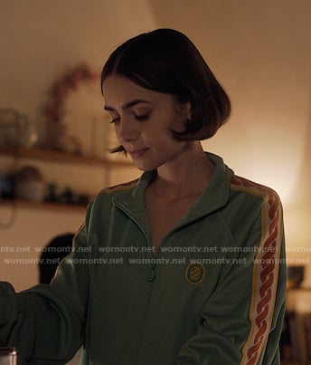 Emily’s green track jacket on Emily in Paris