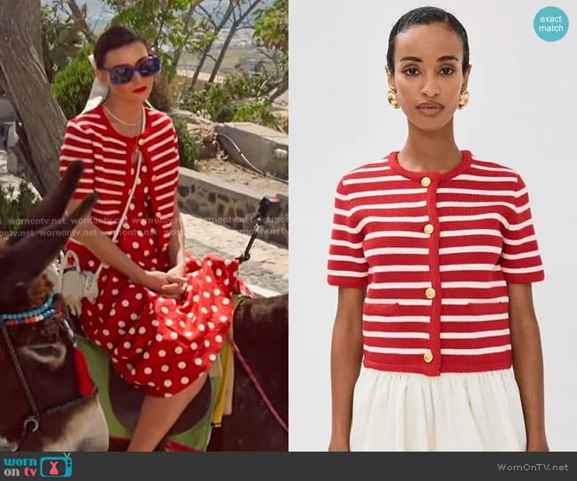 English Factory Knit Striped Sweater Cardigan worn by Bronwyn Newport on The Real Housewives of Salt Lake City