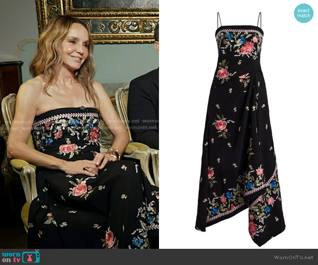 Erdem Floral Draped Midi Cocktail Dress worn by Philippine Leroy-Beaulieu on Today