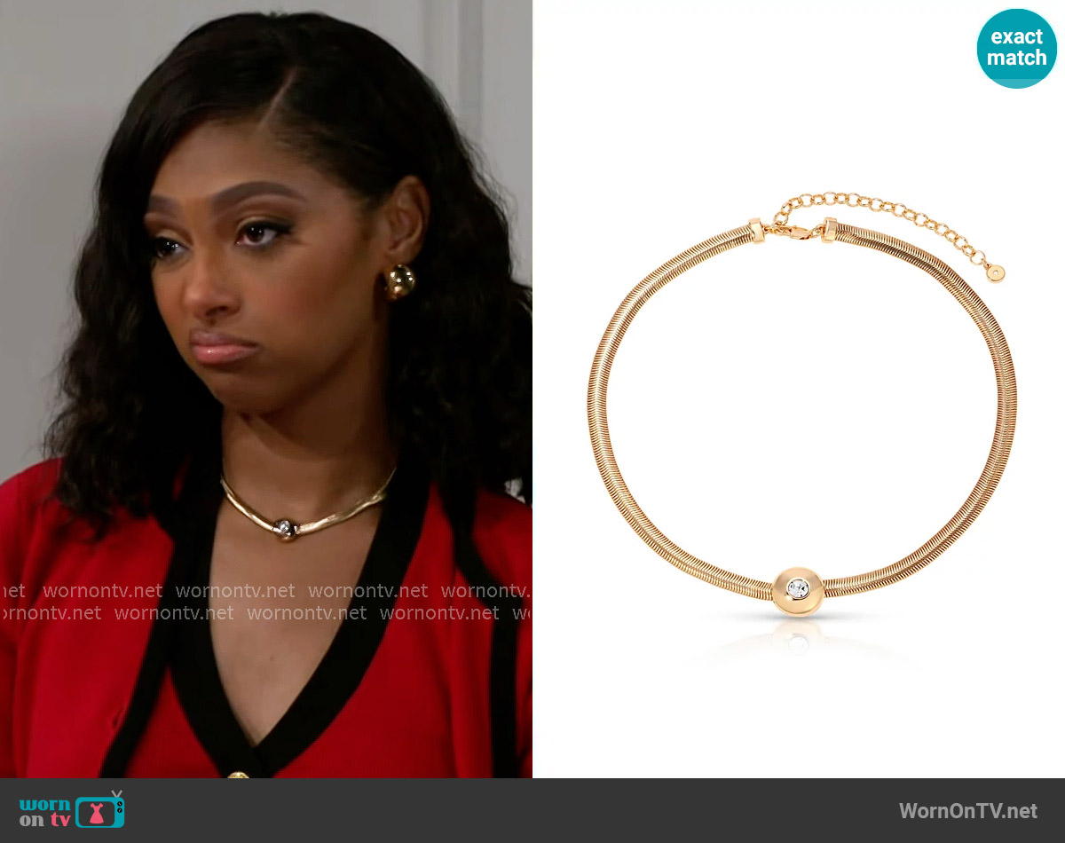 Ettika Emerald City 18K Gold Plate Necklace worn by Kat Richardson (Colby Muhammad) on Beyond the Gates