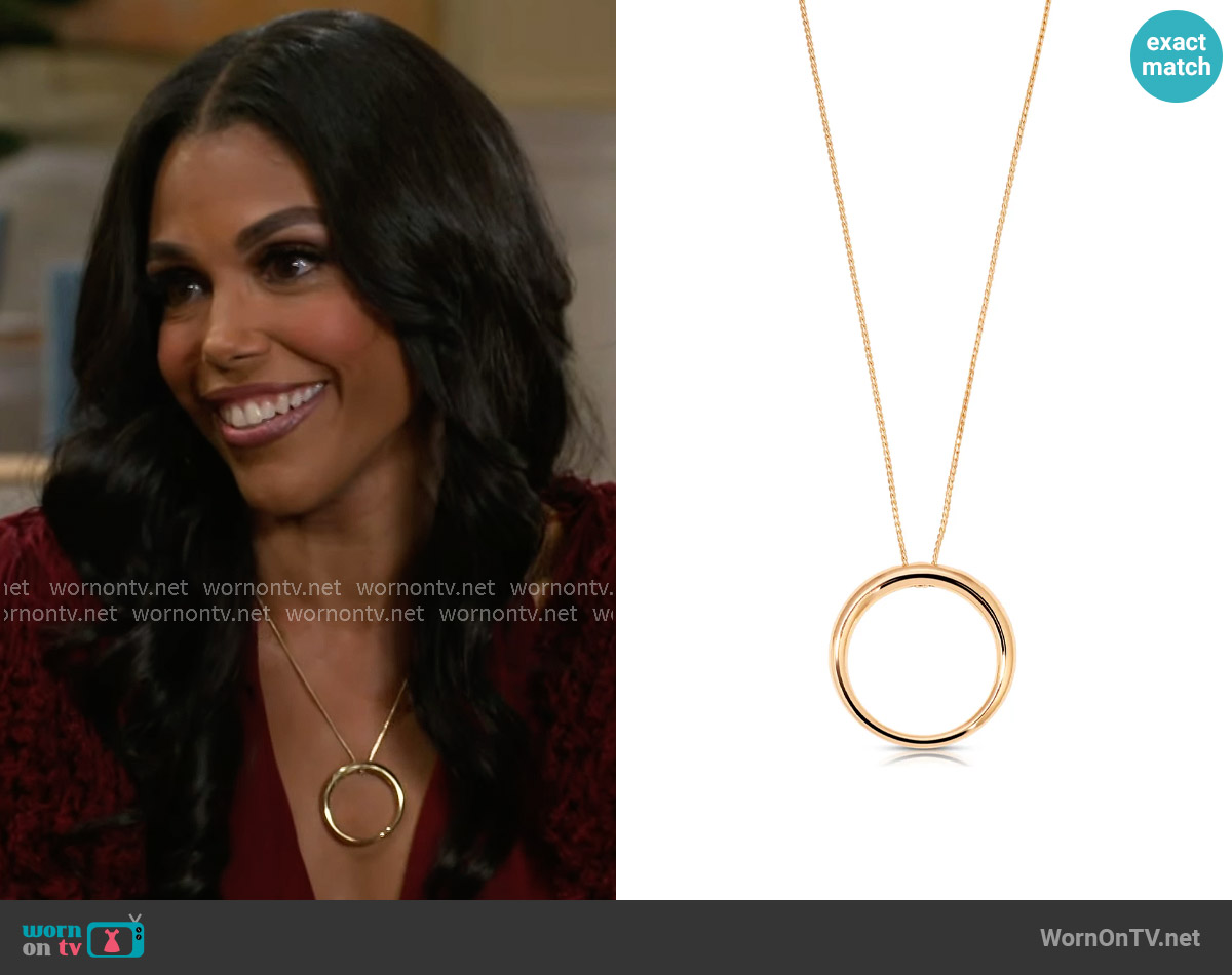 Ettika Eternal Orbit Pendant Necklace worn by Dani Dupree (Karla Mosley) on Beyond the Gates