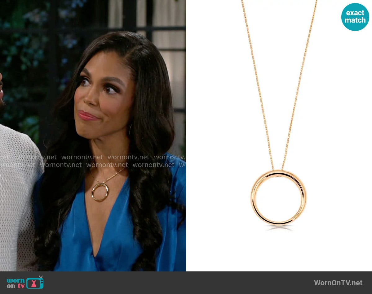 Ettika Eternal Orbit Pendant Necklace worn by Dani Dupree (Karla Mosley) on Beyond the Gates
