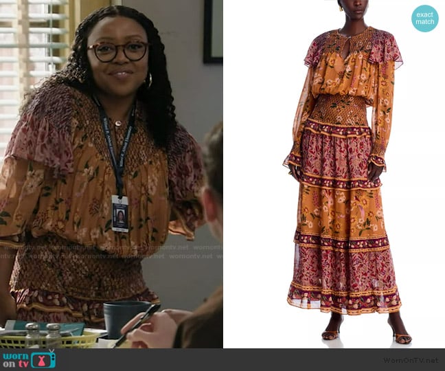 Farm Rio Smocked Long Sleeve Maxi Dress worn by Janine Teagues (Quinta Brunson) on Abbott Elementary