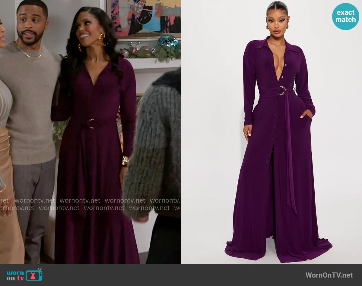 Fashion Nova Amelia Belted Maxi Dress worn by Dani Dupree (Karla Mosley) on Beyond the Gates