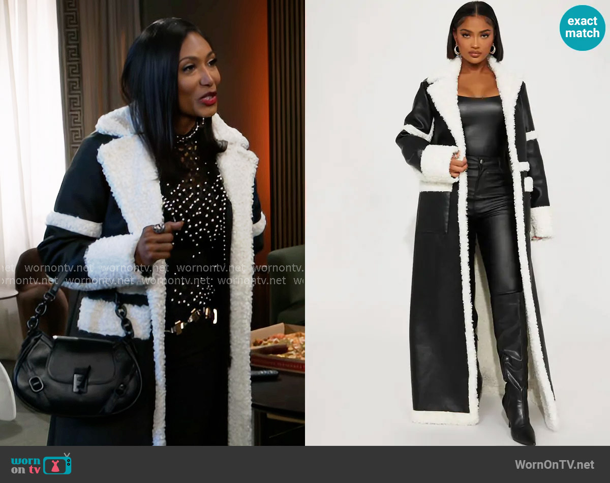 Fashion Nova Calling Again Faux Leather Trench Coat worn by Dana 'Leslie' Thomas (Trisha Mann-Grant) on Beyond the Gates