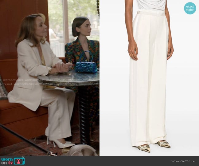 Fendi Panelled Wide-leg Trousers worn by Sylvie (Philippine Leroy-Beaulieu) on Emily in Paris