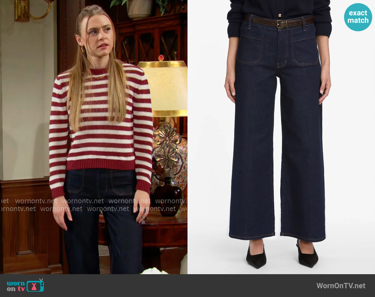 Frame Le Pixie High Rise Slim Palazzo Jeans in Rinse worn by Claire Grace (Hayley Erin) on The Young and the Restless