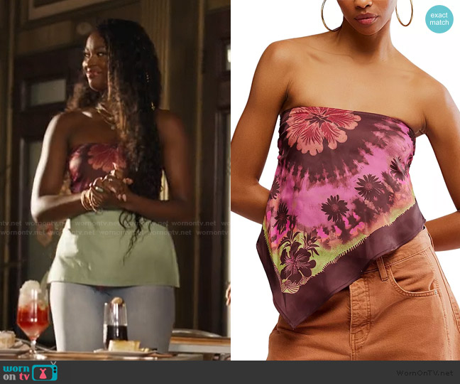 Free People Better Than That Strapless Top worn by Hilary Banks (Coco Jones) on Bel-Air
