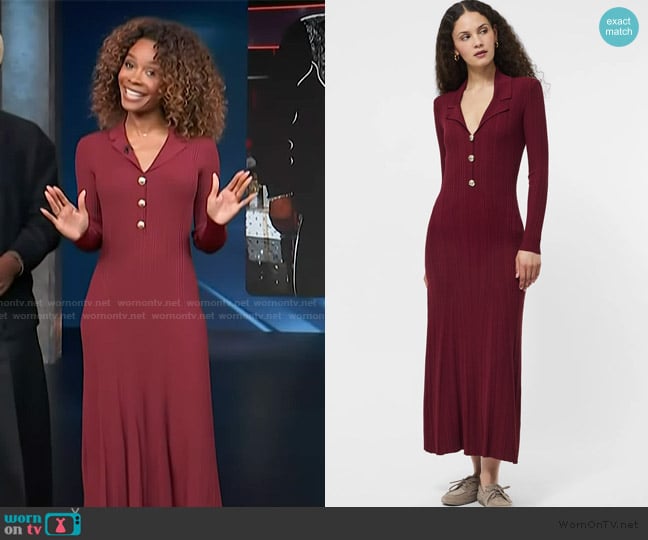 French Connection Crinkle Knit Midi Dress worn by Zuri Hall on Access Hollywood