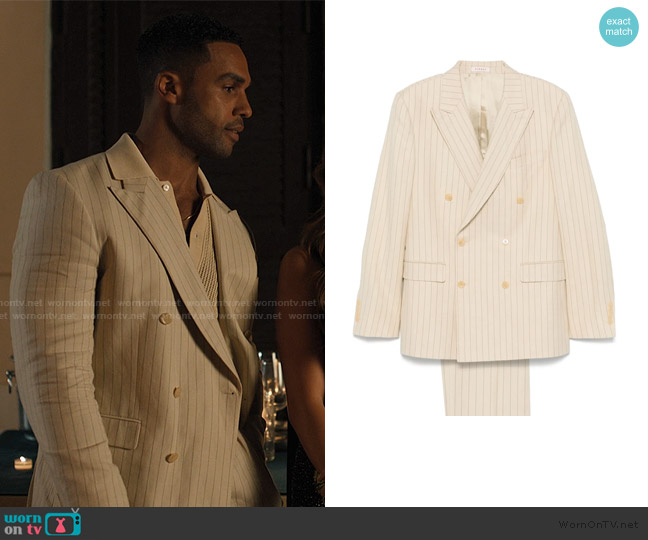 Fursac Pinstripe suit worn by Alfie (Lucien Laviscount) on Emily in Paris