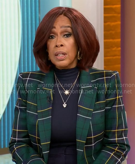 Gayle King’s green plaid blazer on CBS Mornings
