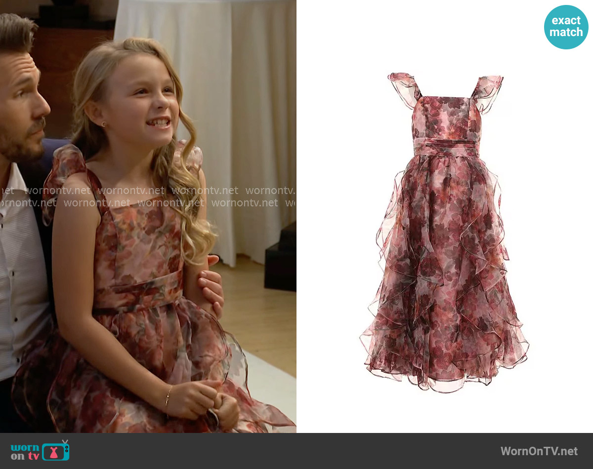 GB Floral Organza Long Dress in Blush Multi worn by Kelly Spencer (Sophia Paras McKinlay) on The Bold and the Beautiful